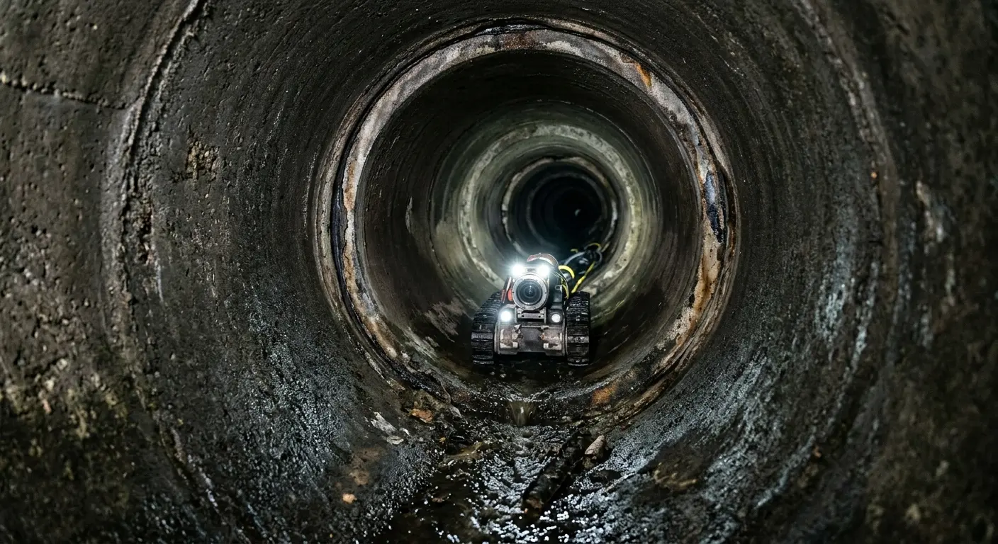 Robotic sewer camera inspecting pipe interior for Sewer Line Repair in Rio Vista